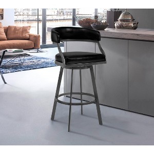 Armen Living Saturn Painted Finish Barstool Ford Black and Mineral 30 in Seat Height - 1 of 3