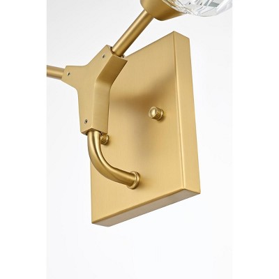 Gold Dual Arm Crystal Ball Dimmable Sconce
