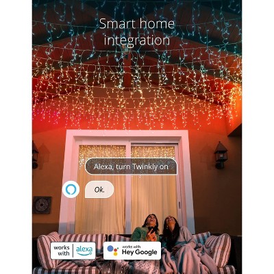 Twinkly Multicolor LED Icicle Lights with Clear Wire