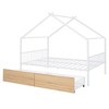 Full-Size Metal Frame House Bed with Included Twin Size Trundle Drawer - 3 of 4