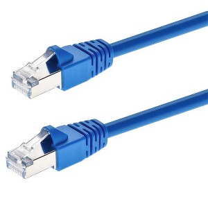 Monoprice Cat6A Ethernet Patch Cable - 14 Feet - Blue | Snagless RJ45, Stranded, 550Mhz, STP, Pure Bare Copper Wire, 10G,26AWG - 1 of 4