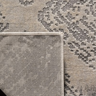Gray Abstract Stain-Resistant Synthetic Area Rug 79" x 6"