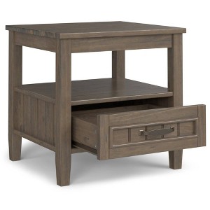 WyndenHall Rowan End Table with Bottom Drawer Smoky Brown: Transitional Style, Square Side Table with Fixed Shelf - 1 of 4