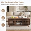 Buenhomino Mid-Century Modern Coffee Table With Slatted Sliding Door & Hidden Storage - 2 of 4