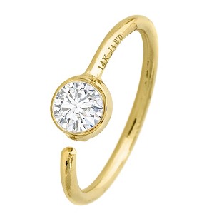 Jewelry Avalanche 20G 14K Gold Diamond Nose Hoop Ring, Bezel Set, 8mm Twist-open - 1 of 4