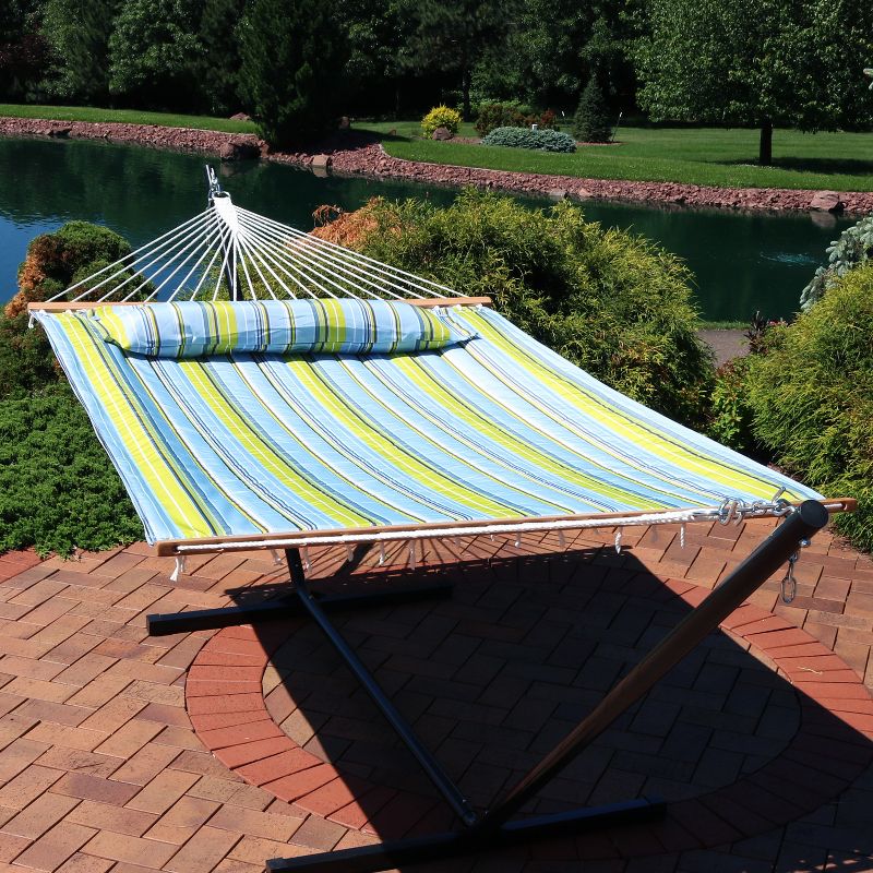 Sunnydaze Two-Person Quilted Fabric Hammock with Spreader Bars - 450 lb Weight Capacity, 5 of 26