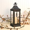 LumaBase Metal Lantern with Battery-Operated Candle - 19" Black - 4 of 4