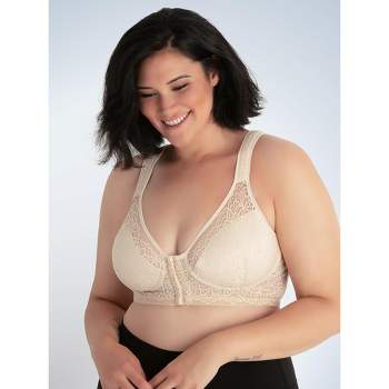 Leading Lady The Nora - Shimmer Support Back Lace Front-closure Bra, 5530 ,  5530-whisper Nude : Target