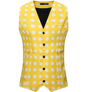 Lars Amadeus Men's Slim Fit V Neck Formal Polka Dots Suit Waistcoat - 1 of 4