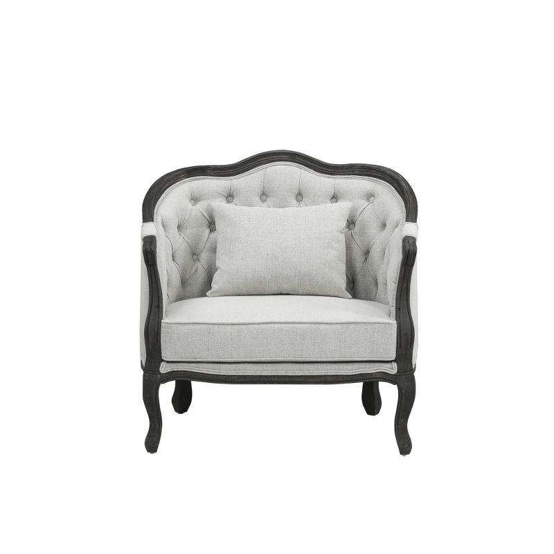 37&#34; Samael Accent Chair Gray Linen Dark Brown Finish - Acme Furniture, 3 of 5