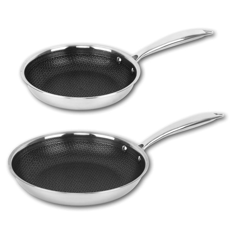 Brentwood 8-In. and 9.5-In. 3-Ply Hybrid Non-Stick Stainless Steel Induction-Compatible Frying Pan Set, 1 of 9