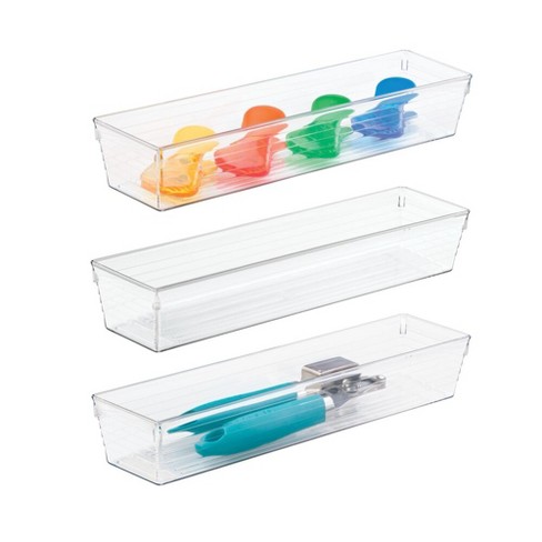 Mdesign Plastic Kitchen Cabinet Drawer Organizer Tray, 12 Long, 3 Pack -  Clear : Target