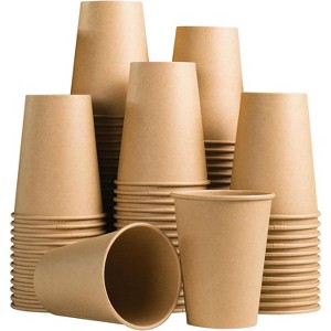 Attop 100 Count 12 oz Kraft Paper Cups, Disposable Hot/Cold Paper Coffee Cups, 12 Ounce Beverages Cups, Water Cups - 1 of 4