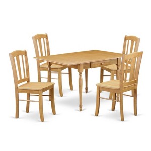 HomeStock 5-Pc Natural Oak Finish Solid Wood Top - Dining Room Set with Dropleaf - Seats 4 - 1 of 4