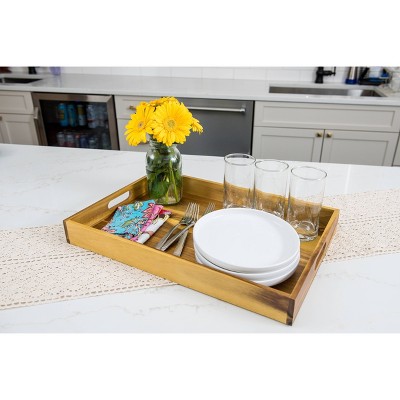 Acacia Large Serving Tray with Cutout Handles
