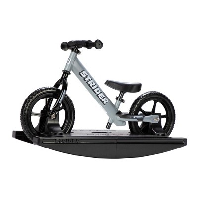 Strider 12” Sport Bike + Rocking Base - Helps Teach Baby How to Ride a Balance Bicycle - for Kids 6 Months to 4 Years - Easy Assembly & Adjustments