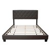 Queen Size Upholstered Platform Bed Frame with Adjustable Headboard 4W, White/Gray/Brown -ModernLuxe - 2 of 4