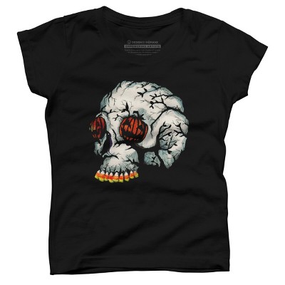 Girl's Design By Humans Halloween Skull By LVBArt T-Shirt