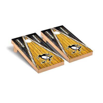 NHL Pittsburgh Penguins Premium Cornhole Board Weathered Triangle Version