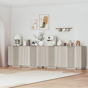 Brafabhome Curved Buffet Cabinet with Storage, Accent Sideboard Credenza with Fluted Door and Adjustable Shelves, Modern Living Room Media Console - 1 of 4