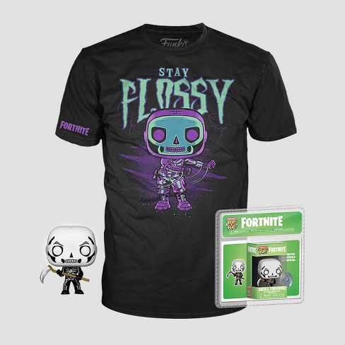 kids funko pop fortnite skull trooper short sleeve t shirt black target - fortnite pop figures skull trooper