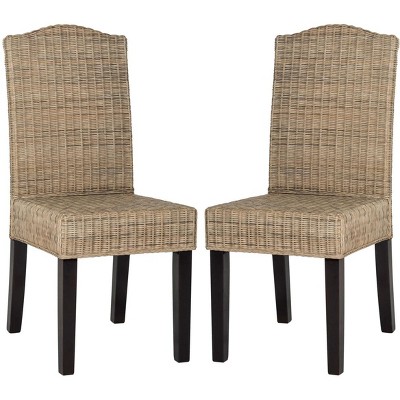 Gray Rattan and Cane Parsons Dining Side Chair Set