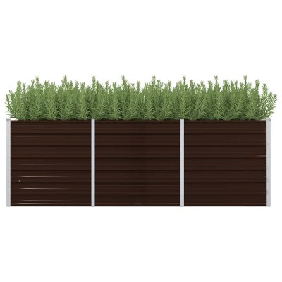 vidaXL Durable Corten Steel Planter - Weather-Resistant Rectangle Raised Bed for Outdoor Planting - 24.4"x11.8"x11.4" - Easy to Assemble Garden Décor