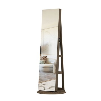 Dolonm Standing Jewelry Cabinet with Full-Length Mirror, Lockable Storage