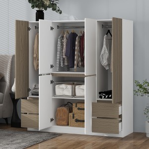 Vynxaria 6-Door Wardrobe with Shelves and Drawers - Modern Gray Storage Solution for Your Bedroom - 1 of 4