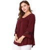 Agnes Orinda Women's Plus Size Plain Cut-Out Gathered Patchwork Long Sleeve T-Shirt - 3 of 4