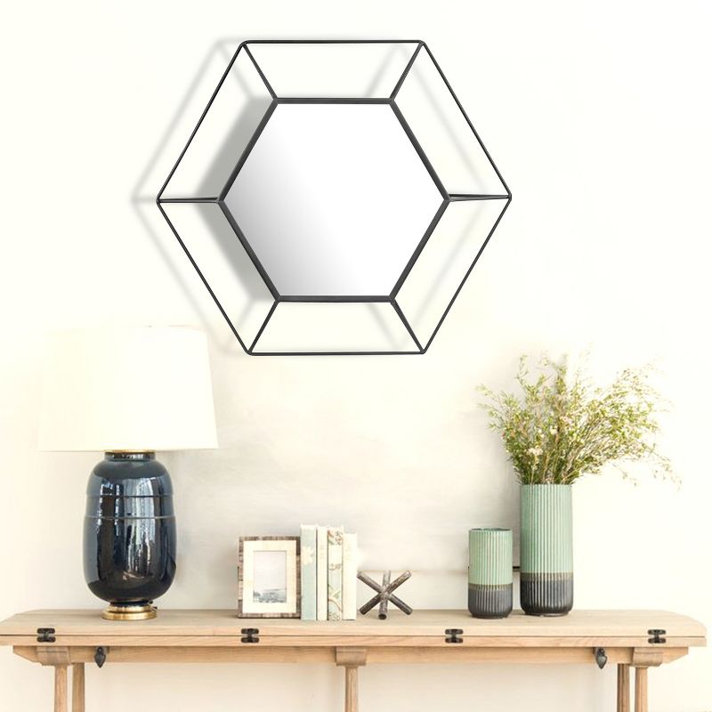 23.7" x 20.7" Metal Hexagon Decorative Wall Mirror  - Stonebriar Collection, 5 of 7
