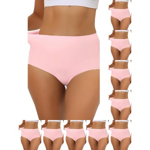 INSPIRE CHIC Women's Elastic High-Waisted Unlined Breathable No-Show Hipster Underwear 10 Packs - 1 of 4