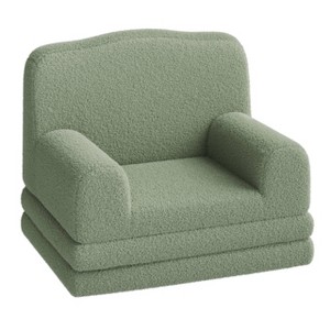 Kids Sofa Chair with Washable Cover, Crown Design Comfy Reading Chair, Fold Out Sofa Bed for Playroom, Nursery, Girls & Boys, - 1 of 4
