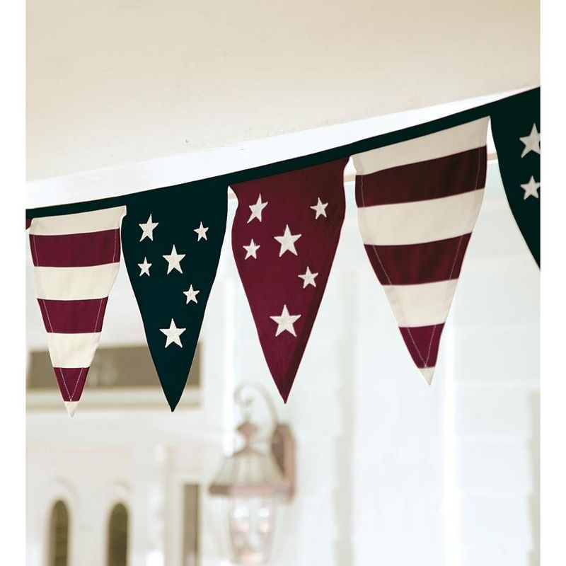 Plow & Hearth Cotton Duck Stars And Stripes Americana Pennant Bunting w/ Embroidery, 1 of 2