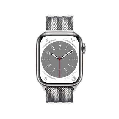 Apple Watch Series 8 GPS + Cellular 41mm Silver Stainless Steel Case with Silver Milanese Loop_1