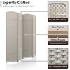 Sorbus 4 Panel Room Divider Panel, 6 ft. Tall Extra Wide Double Hinged Panels - Folding Privacy Screens - Beige - 3 of 4