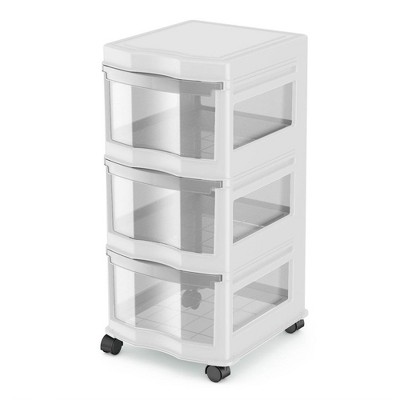 Life Story Classic White 3 Shelf Home Storage Container Organizer Plastic Drawers with Wheels for Closet, Dorm, or Office