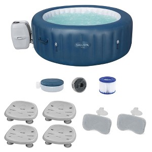Bestway SaluSpa Milan AirJet Inflatable Hot Tub with Set of 4 Underwater Non Slip Pool and Spa Seat and Padded 2 Pack Headrest Pillows, Gray - 1 of 4