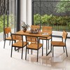 Tangkula 7 PCS Outdoor Dining Set for 6 Acacia Wood Rectangular Table & 6 Armless Chairs - 4 of 4