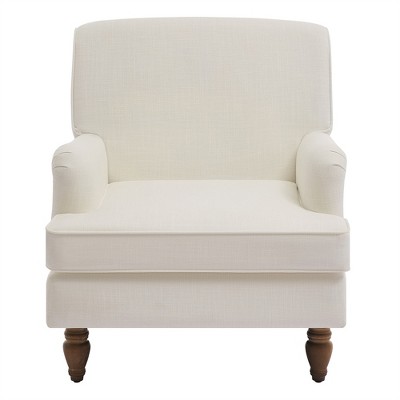 OUTSUPPLY Vintage Upholstered Armchair with Linen Fabric & Antique Wood Legs, Accent Chair for Living Room, Bedroom Reading Corner