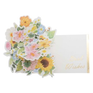 Unique Bargains Pops Up Bouquet Card with Envelope for Friends Family 1 Set - 1 of 4