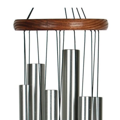 33'' Silver Aluminum and Teak Wind Chime