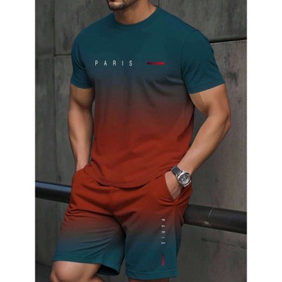 TIME HOLLOW Letter Print T-Shirt & Drawstring Shorts Set - Casual Duo