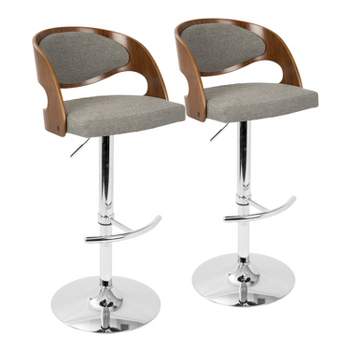 Set of 2 Pino Mid-Century Modern Adjustable Barstools with Swivel Gray - Lumisource