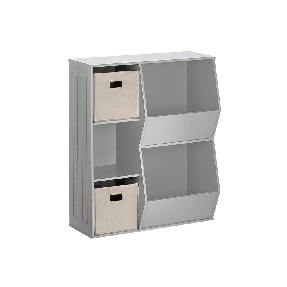 Photos - Wardrobe 3pc Kids' Floor Cabinet Set with 2 Bins Gray/Beige - RiverRidge Home