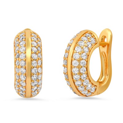 Steeltime Ladies 18k white gold plated brass simulated diamonds hoop earrings. Color Options: Silver, Gold, Multi