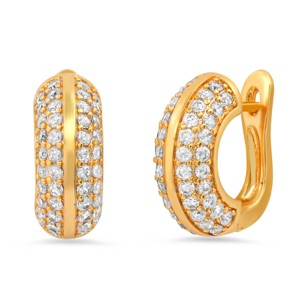 Steeltime Ladies 18k white gold plated brass simulated diamonds hoop earrings. Color Options: Silver, Gold, Multi - 1 of 4