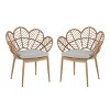Set of 2 Outdoor Papasan Style Dining Chairs,Peacock Back Rattan Accent Chairs with Cushion,Woven Rattan Frame with Teak Style Legs-The Pop Home - 4 of 4