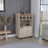 TIRAMISUBEST Beige Bar Cart with Storage - 2 Open Shelves, 4 Cubbies and Cabinet Doors for Organizing Glassware and Bar Essentials - 2 of 4
