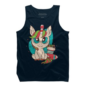 Men's Design By Humans Christmas Candy Cane Unicorn With Stocking By rasok Tank Top - 1 of 3